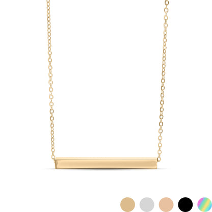 18K Gold PVD Stainless Steel Square 4 Sided Horizontal Blank Bar Necklace
