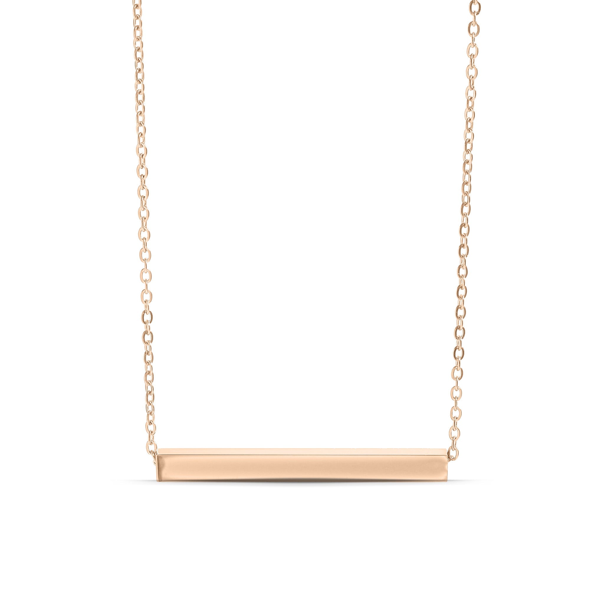 18K Gold PVD Stainless Steel Square 4 Sided Horizontal Blank Bar Necklace