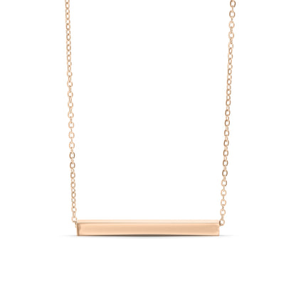 18K Gold PVD Stainless Steel Square 4 Sided Horizontal Blank Bar Necklace