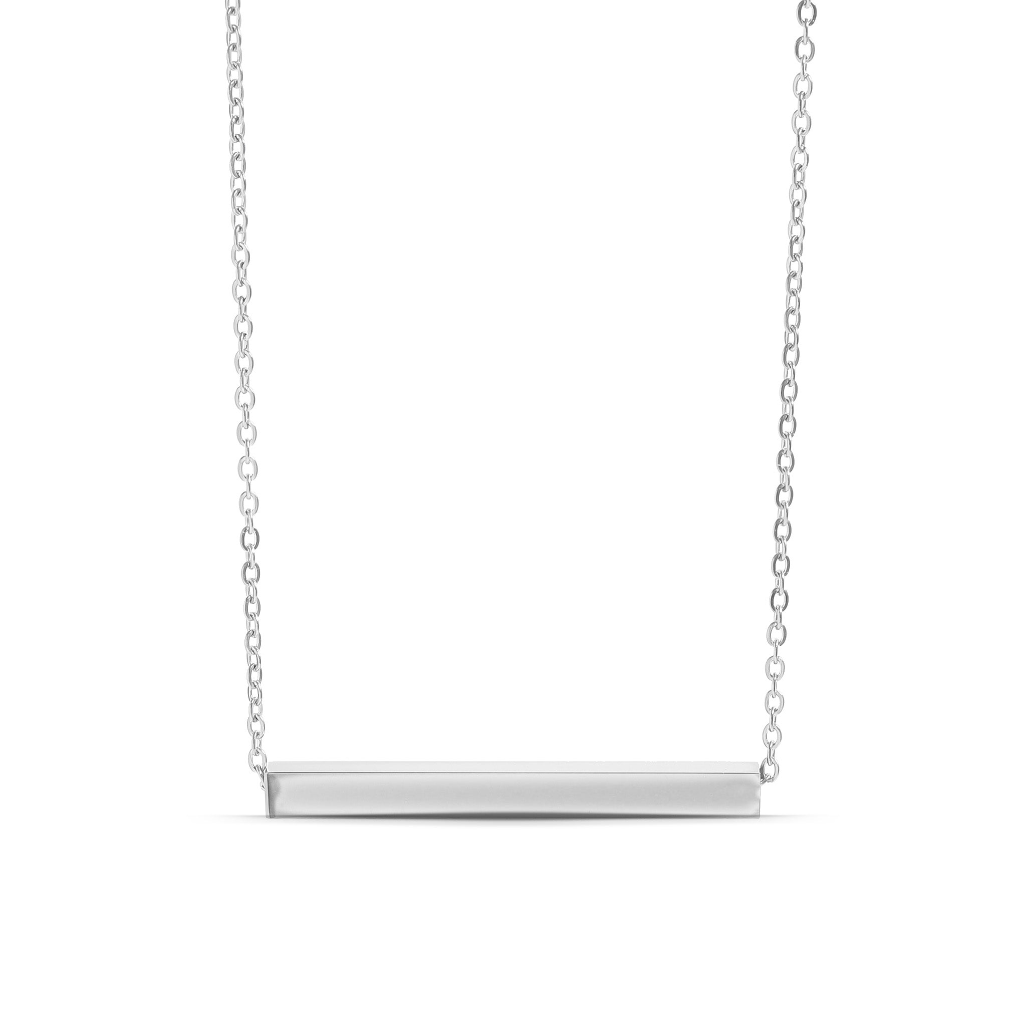 18K Gold PVD Stainless Steel Square 4 Sided Horizontal Blank Bar Necklace