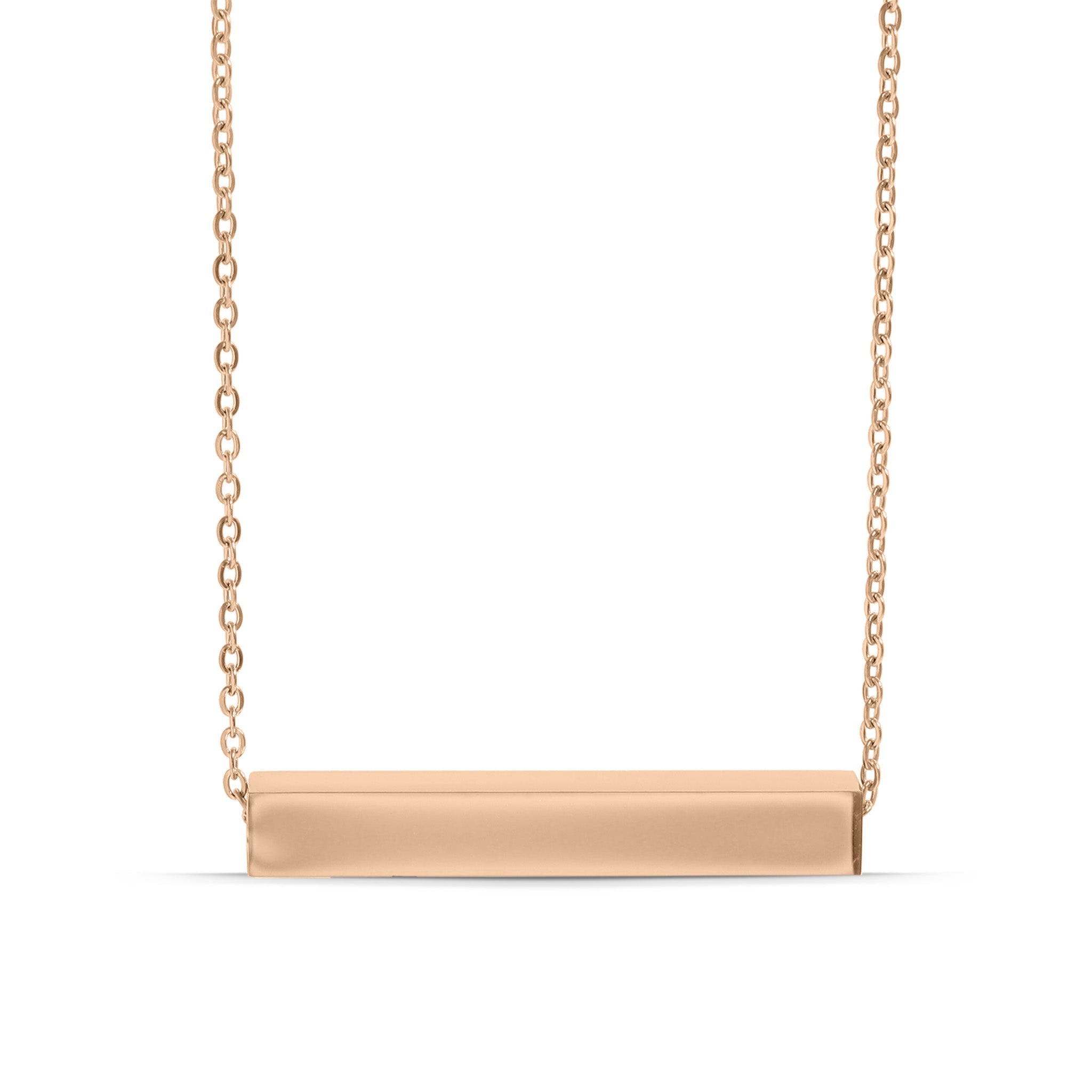 18K Gold PVD Stainless Steel Large Square 4-Sided Horizontal Polished Bar Necklace