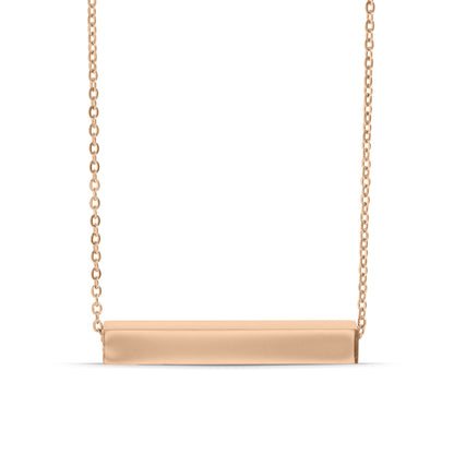 18K Gold PVD Stainless Steel Large Square 4-Sided Horizontal Polished Bar Necklace
