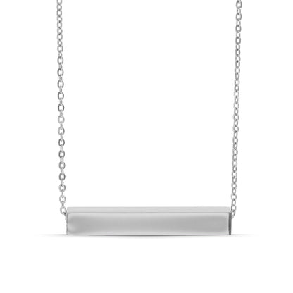 18K Gold PVD Stainless Steel Large Square 4-Sided Horizontal Polished Bar Necklace