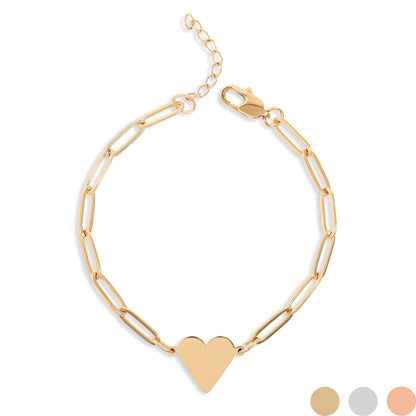 18K Gold PVD Stainless Steel Paperclip Heart Bracelet