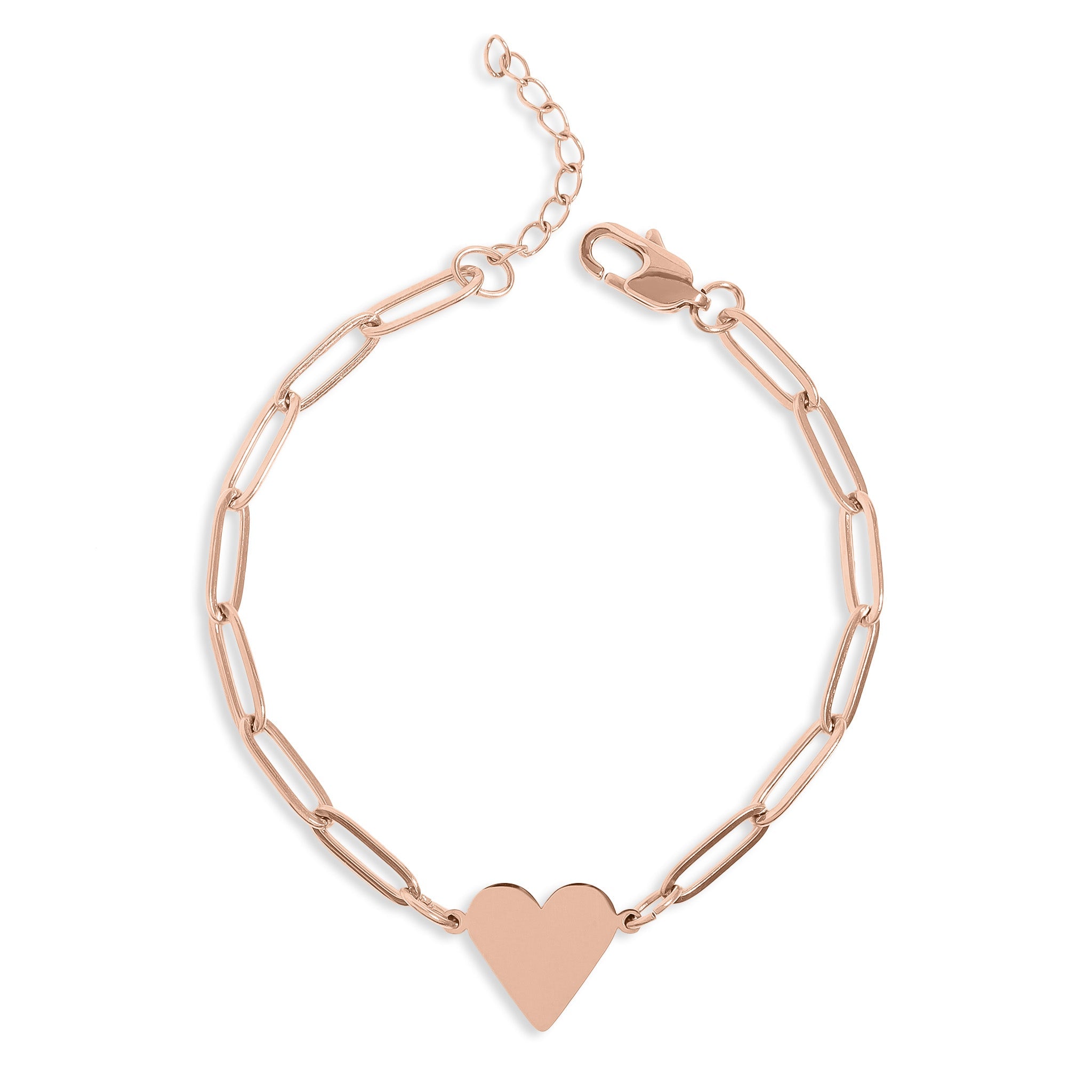 18K Gold PVD Stainless Steel Paperclip Heart Bracelet
