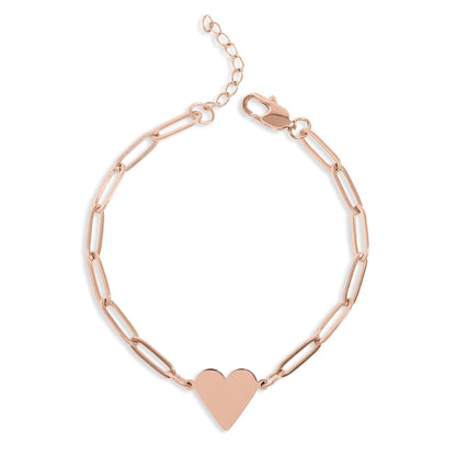 18K Gold PVD Stainless Steel Paperclip Heart Bracelet