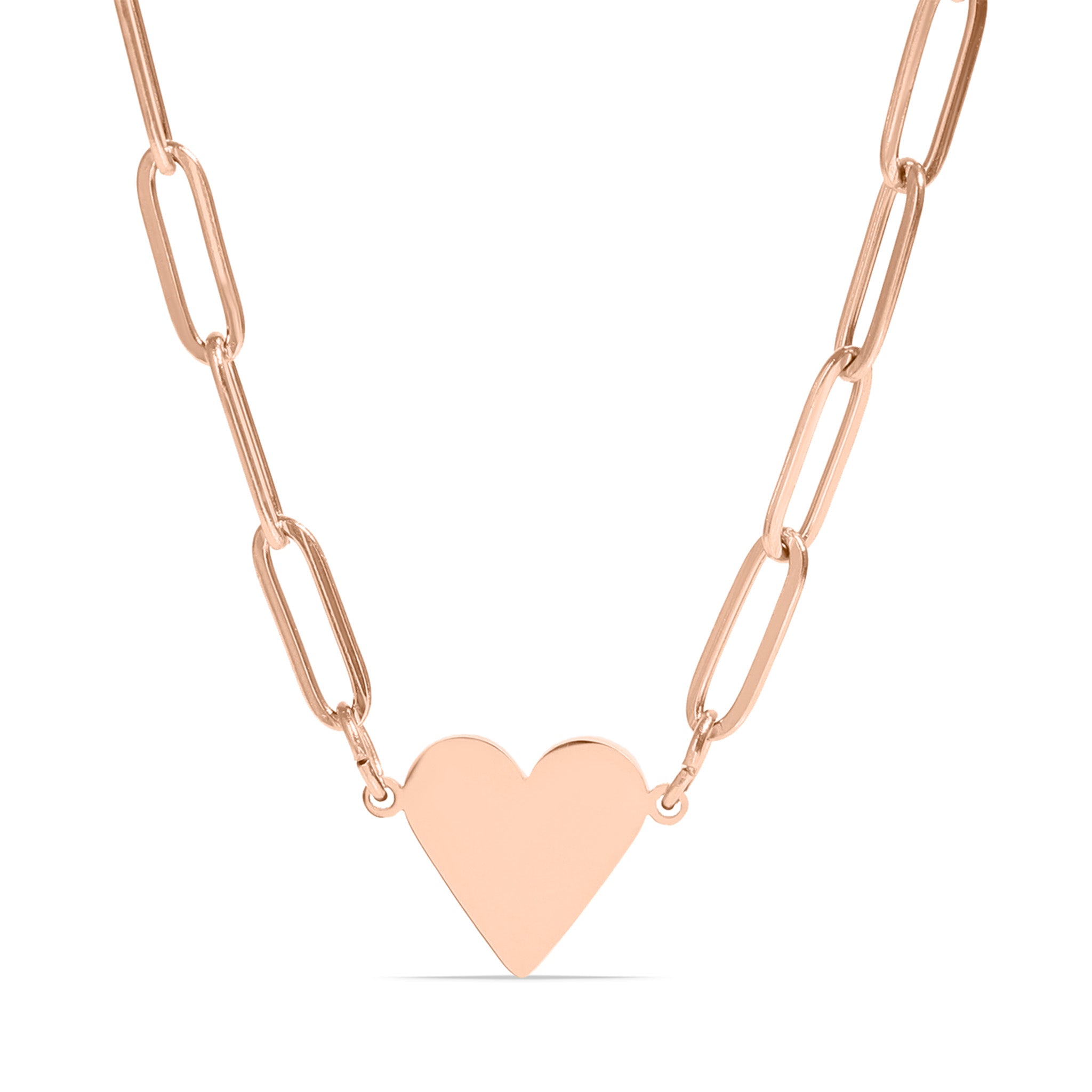 18K Gold PVD Stainless Steel Blank Heart Paperclip Necklace