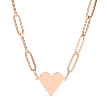 18K Gold PVD Stainless Steel Blank Heart Paperclip Necklace