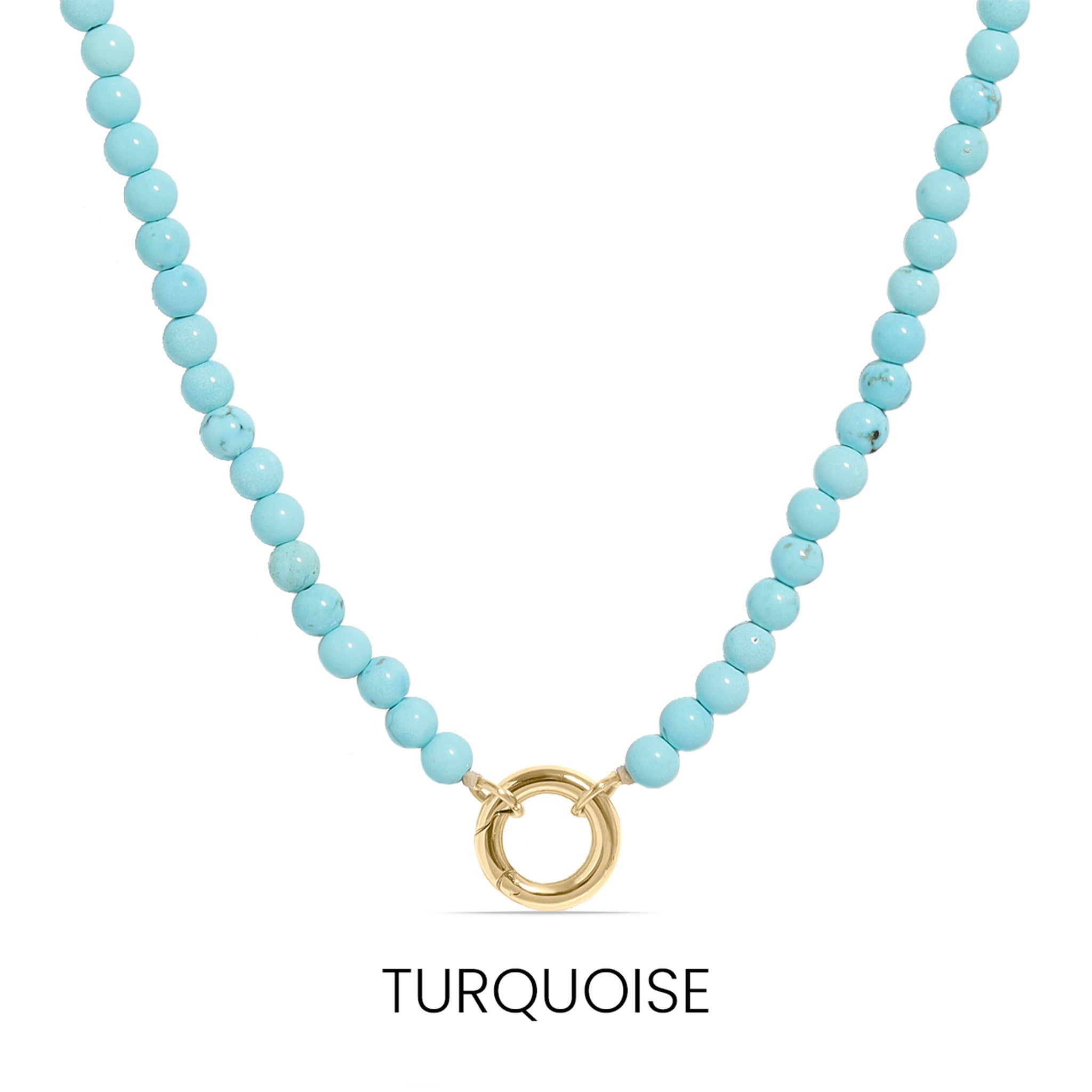 Semi Precious Natural Stone Charm Keeper Necklace