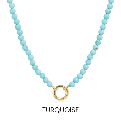 Semi Precious Natural Stone Charm Keeper Necklace