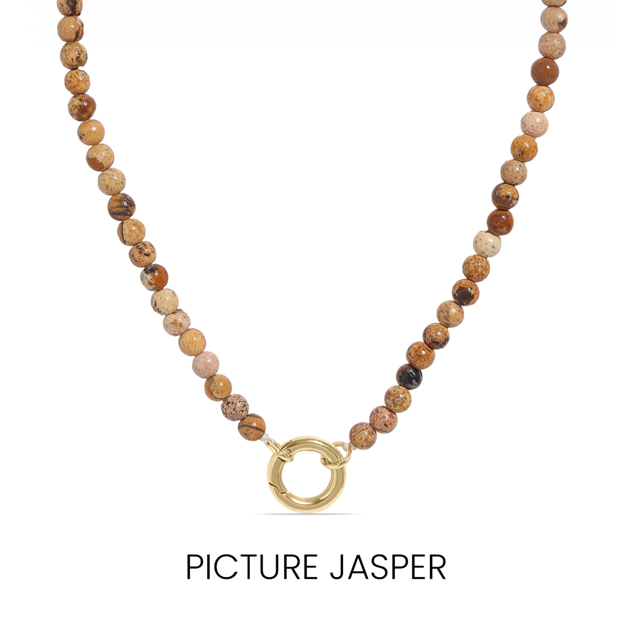 Semi Precious Natural Stone Charm Keeper Necklace