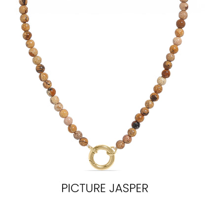 Semi Precious Natural Stone Charm Keeper Necklace