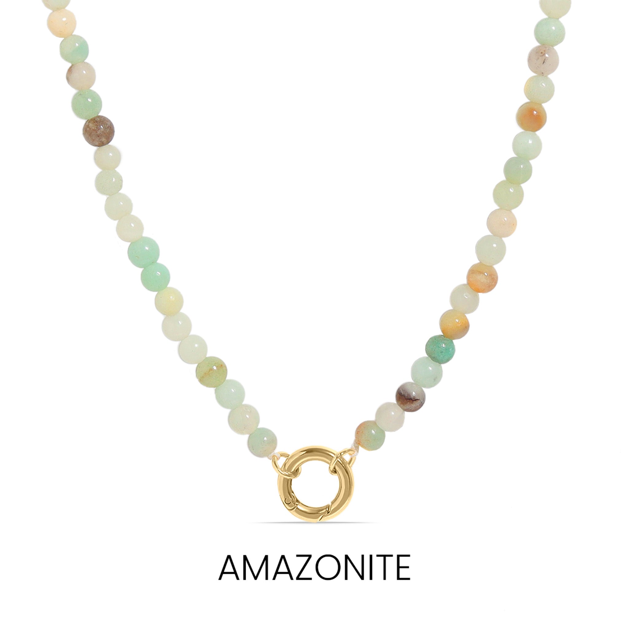 Semi Precious Natural Stone Charm Keeper Necklace