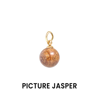 18K Gold PVD Stainless Steel Semi Precious Natural Stone Charms