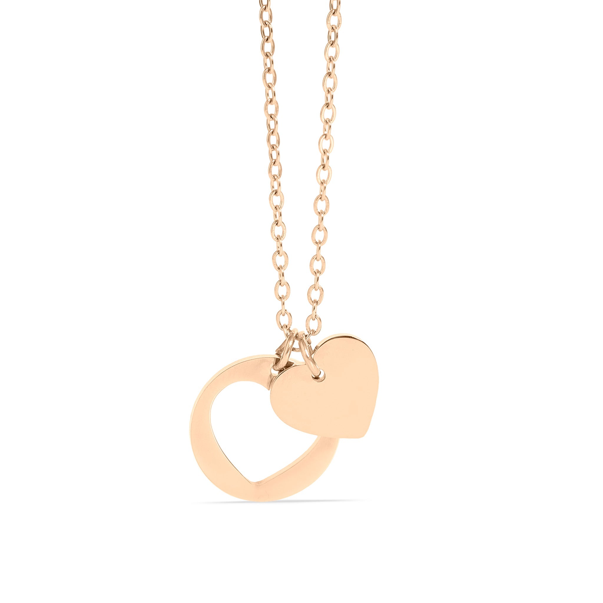 18K Gold PVD Stainless Steel Heart Cutout Necklace with 2" Extension