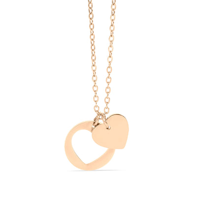 18K Gold PVD Stainless Steel Heart Cutout Necklace with 2" Extension