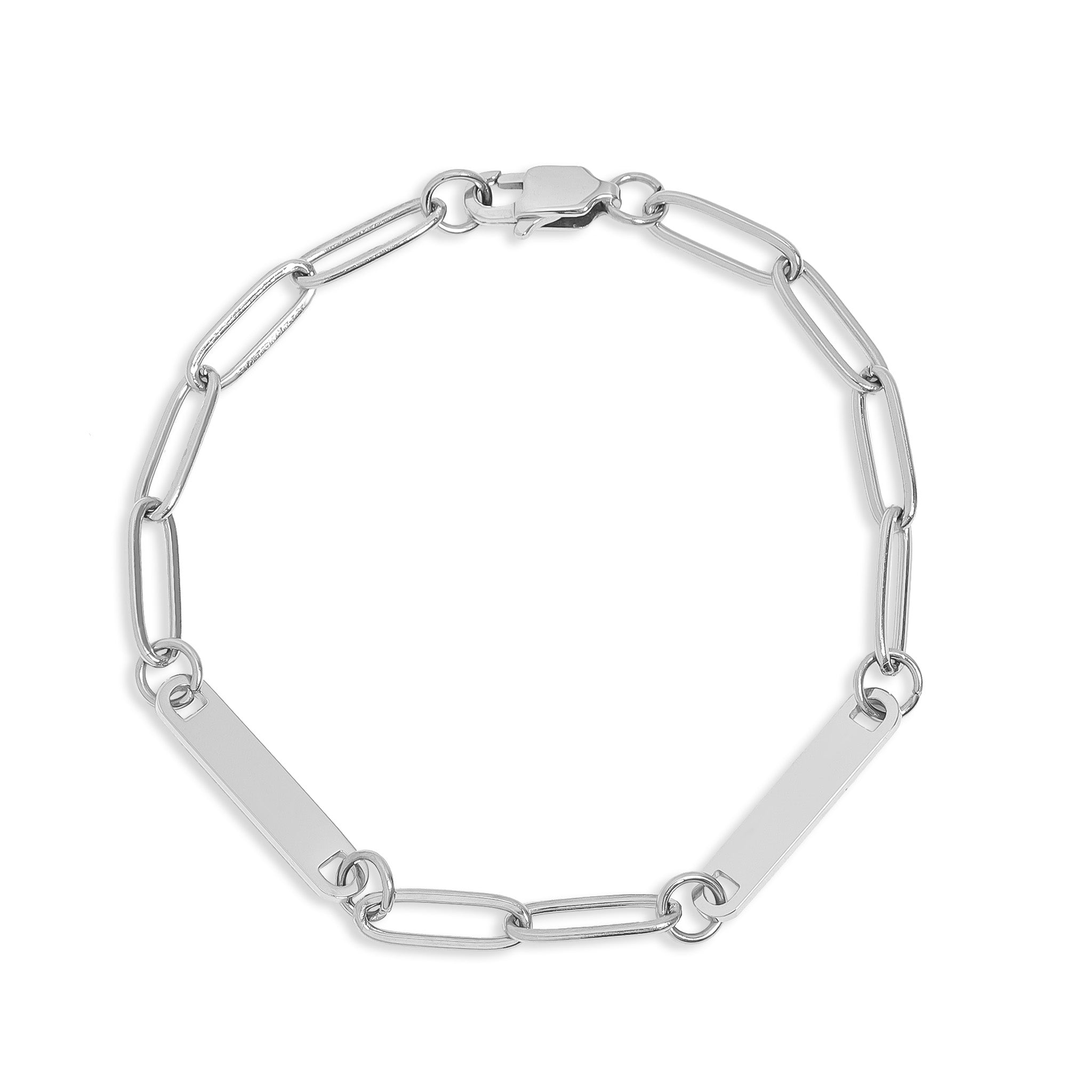 18K Gold PVD Stainless Steel Engravable Paperclip 2 Bar Bracelet