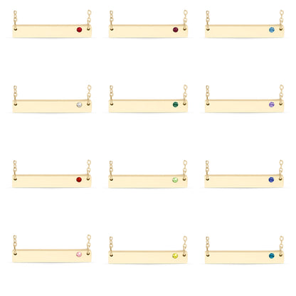 18K Gold PVD Stainless Steel Bar Birthstone Necklace