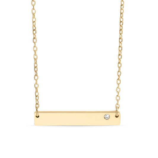 18K Gold PVD Stainless Steel Bar Birthstone Necklace