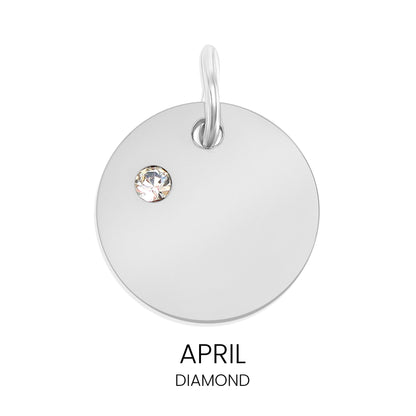 Stainless Steel 1/2" CZ Birthstone Blank Circle Pendant