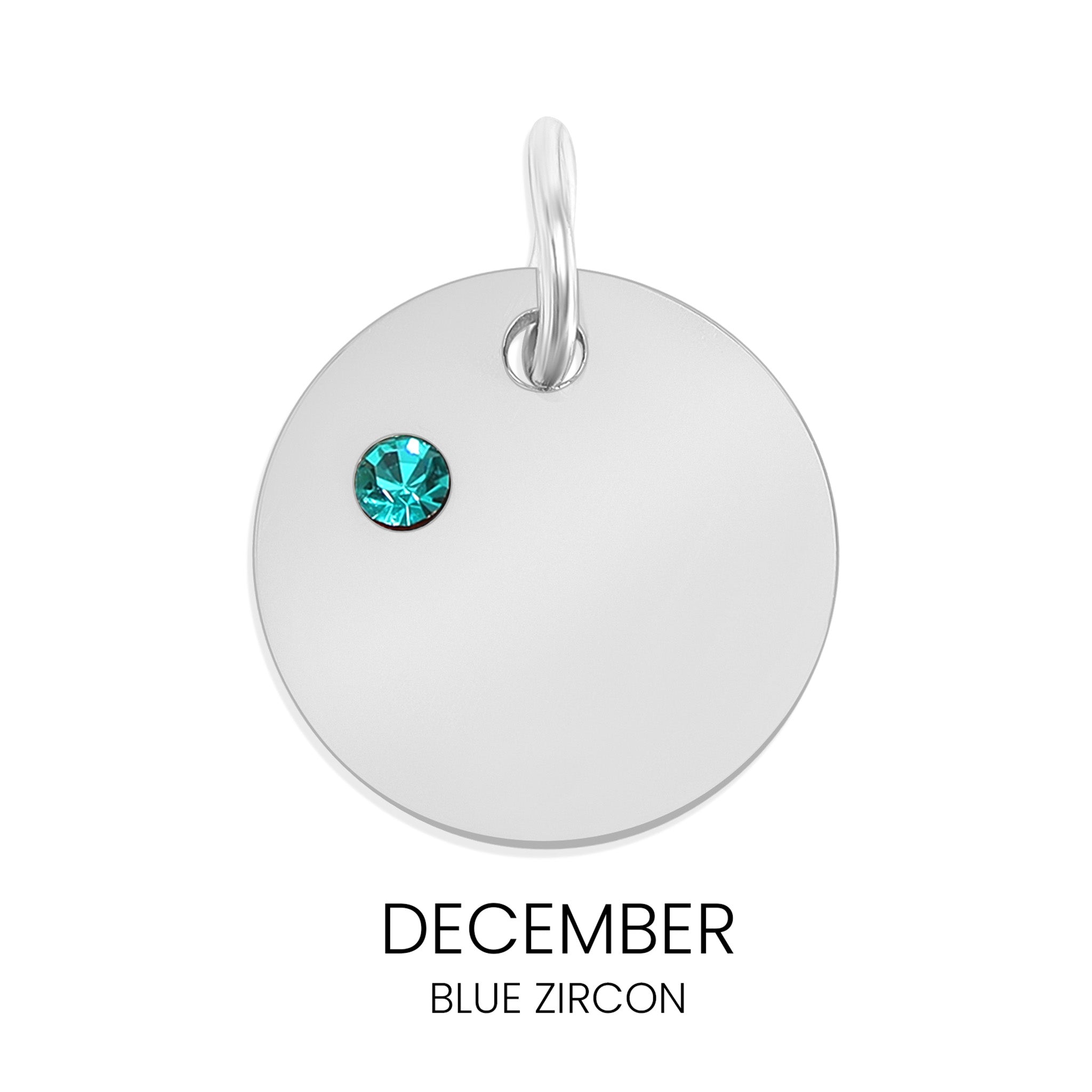 Stainless Steel 1/2" CZ Birthstone Blank Circle Pendant