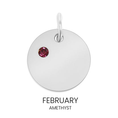 Stainless Steel 1/2" CZ Birthstone Blank Circle Pendant