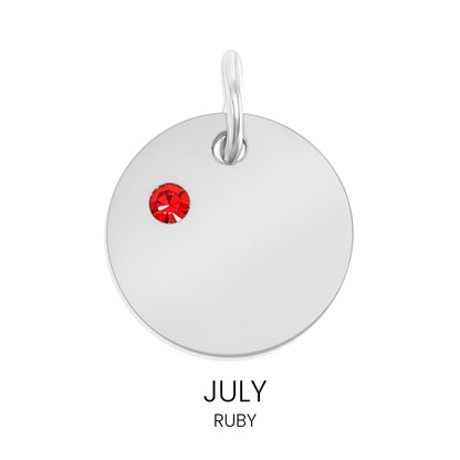 Stainless Steel 1/2" CZ Birthstone Blank Circle Pendant