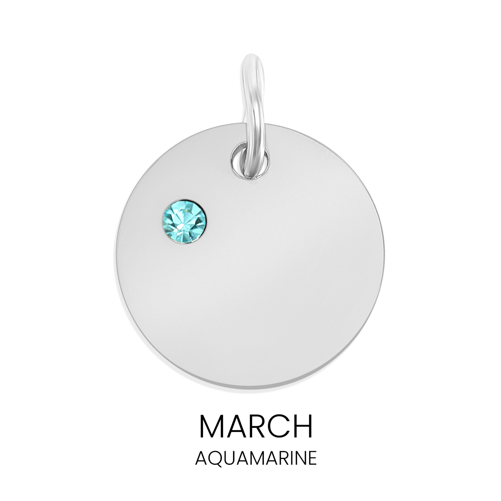 Stainless Steel 1/2" CZ Birthstone Blank Circle Pendant