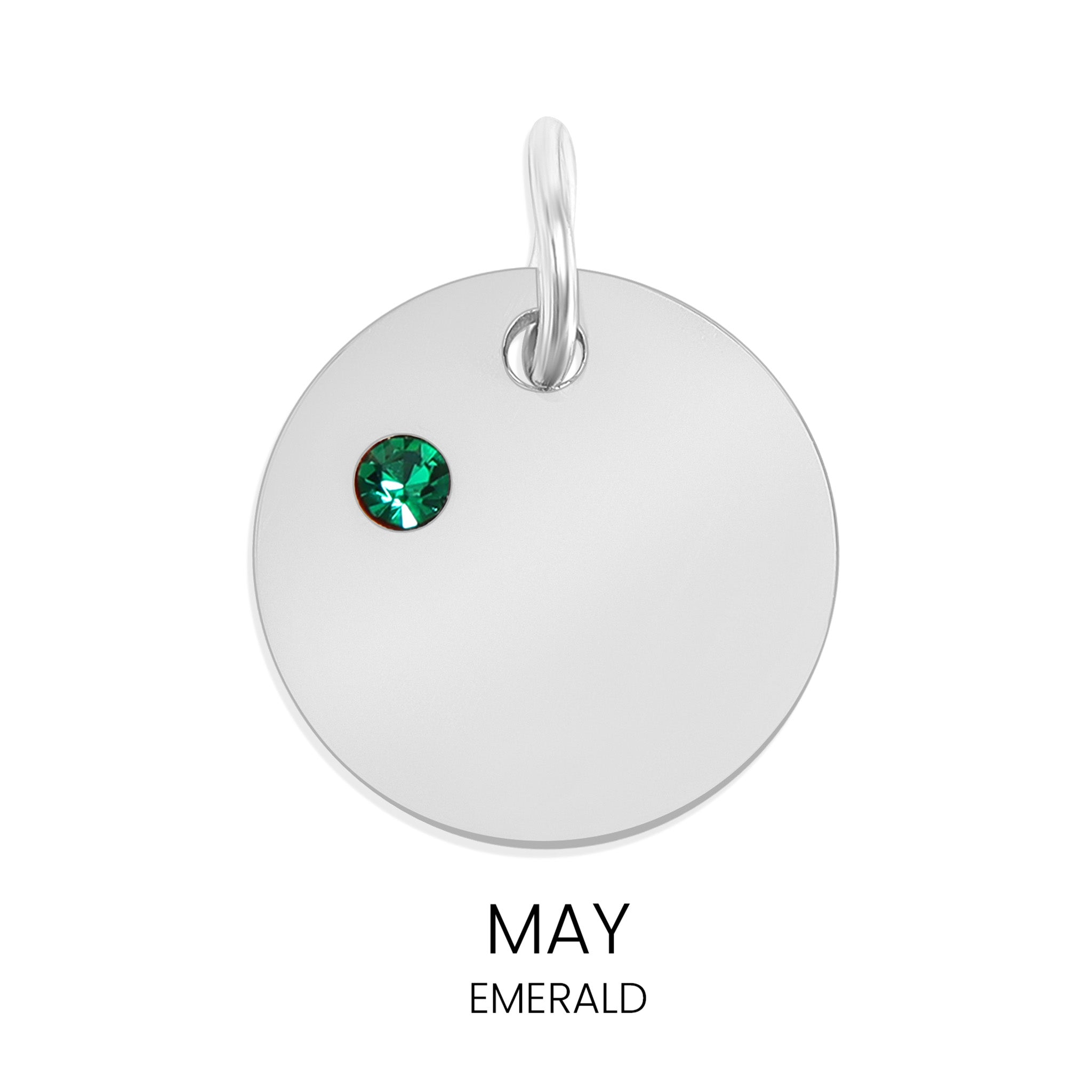 Stainless Steel 1/2" CZ Birthstone Blank Circle Pendant