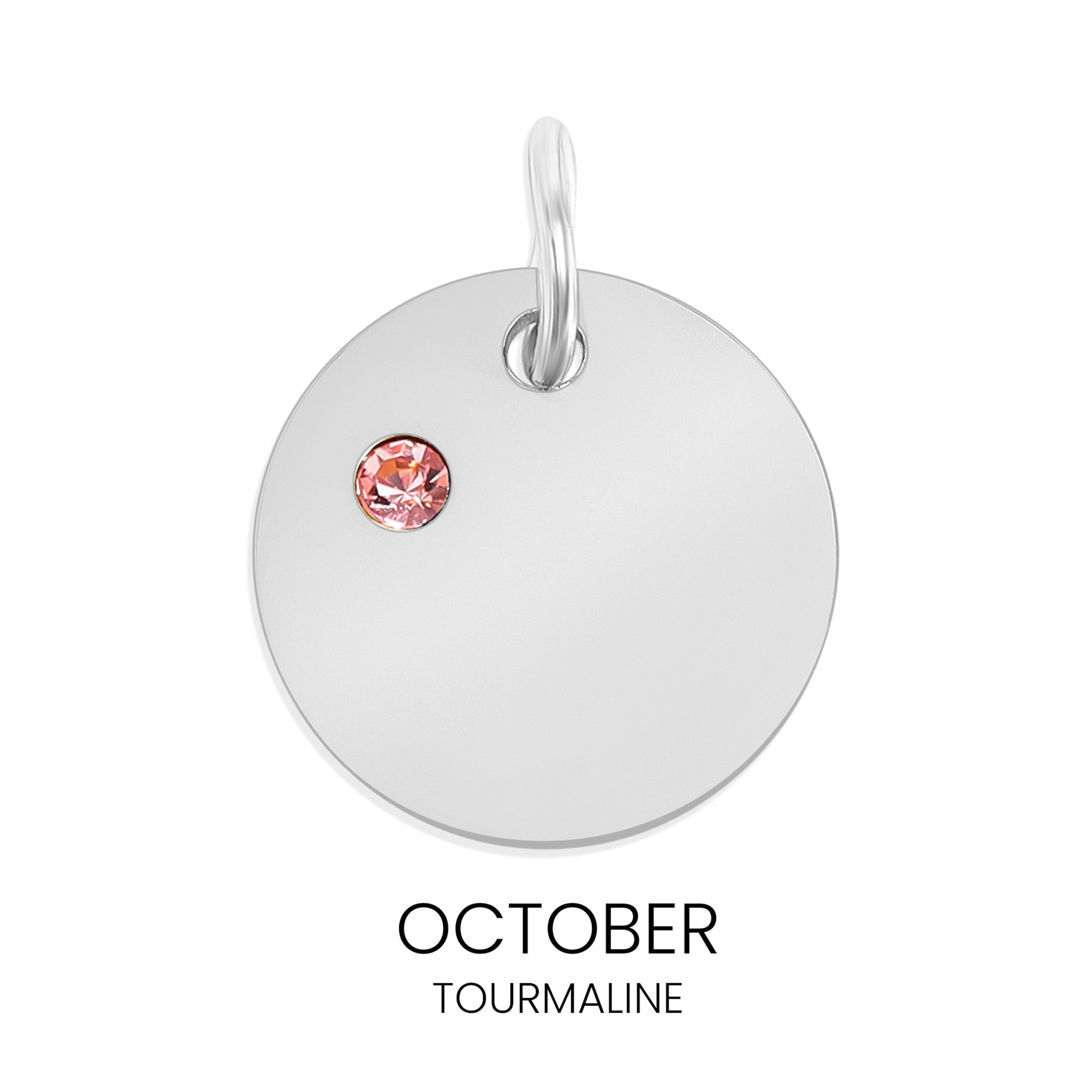 Stainless Steel 1/2" CZ Birthstone Blank Circle Pendant