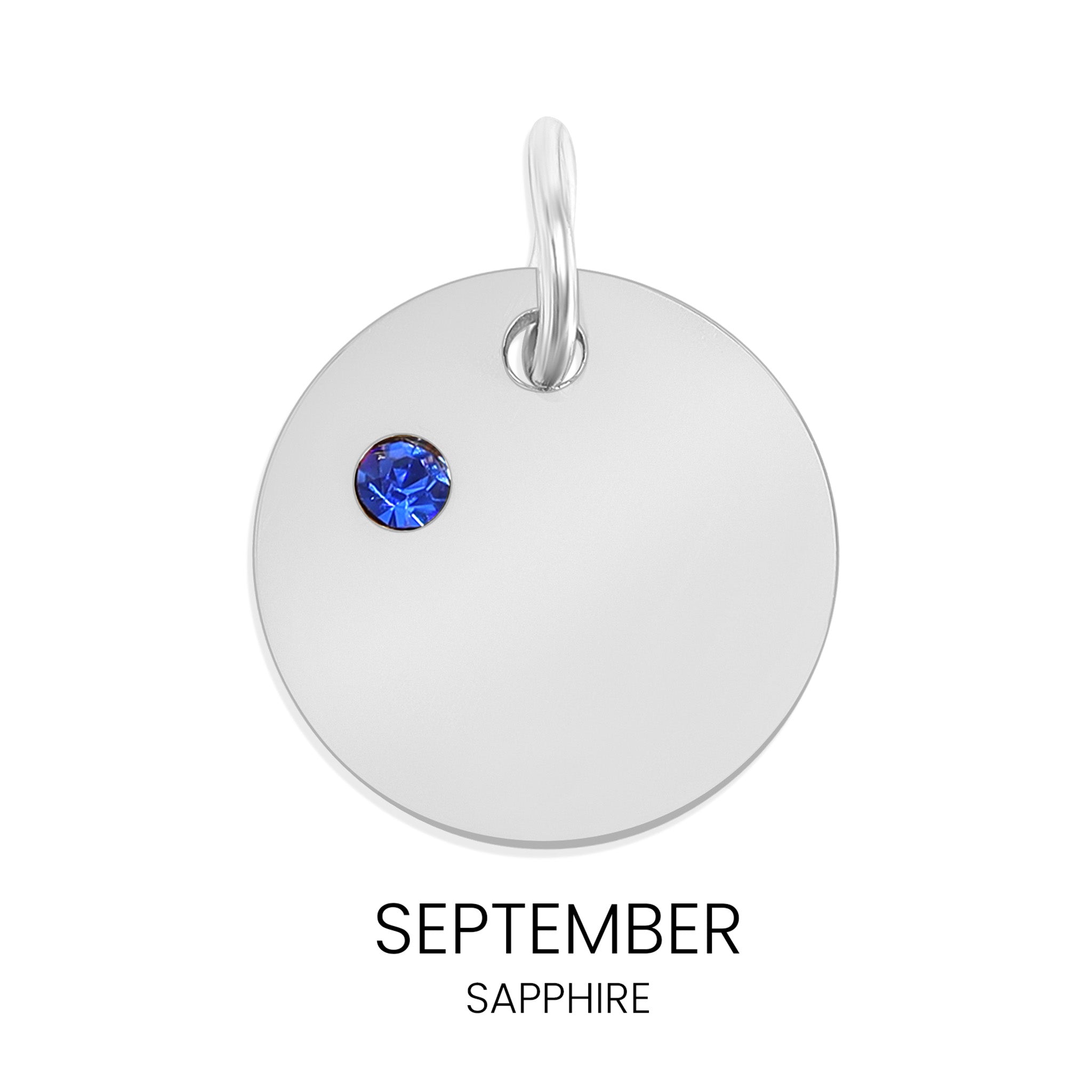 Stainless Steel 1/2" CZ Birthstone Blank Circle Pendant
