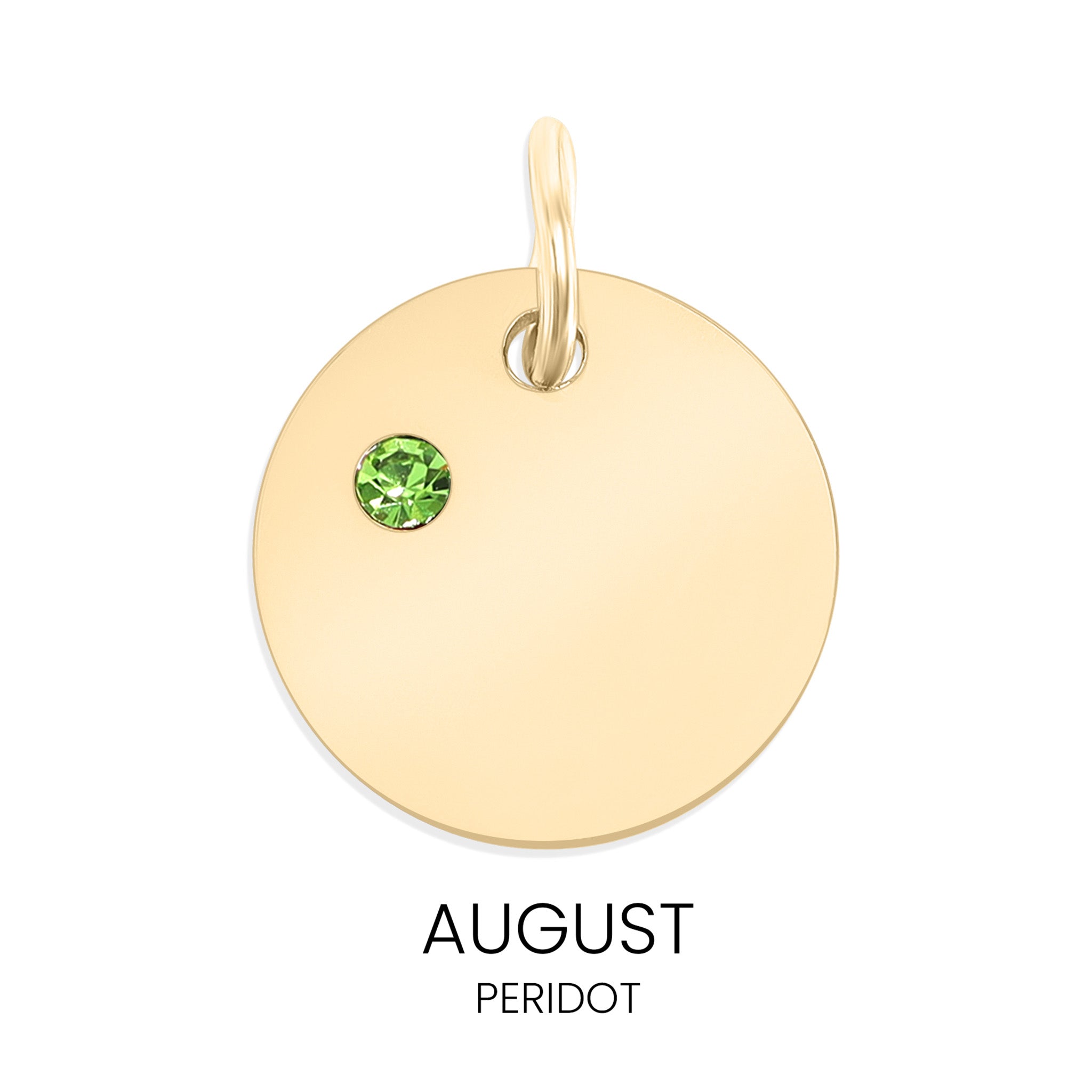 18K Gold PVD Stainless Steel CZ Birthstone Blank Circle Charm