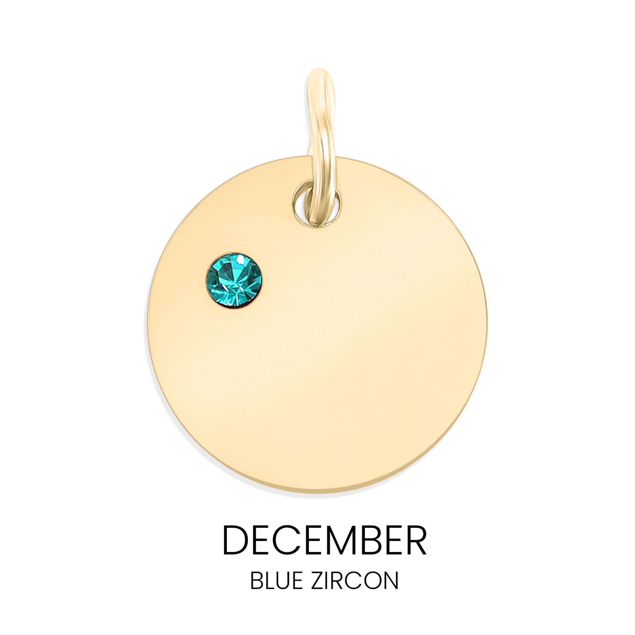 18K Gold PVD Stainless Steel CZ Birthstone Blank Circle Charm