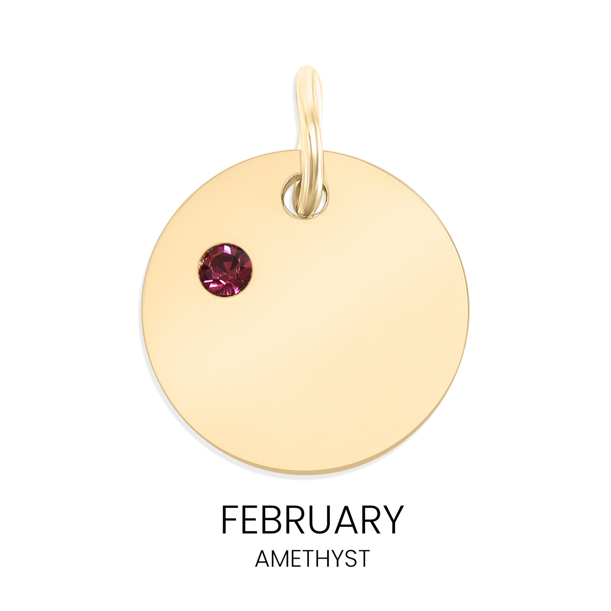 18K Gold PVD Stainless Steel CZ Birthstone Blank Circle Charm