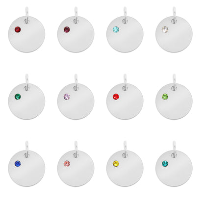 Stainless Steel 1/2" CZ Birthstone Blank Circle Pendant