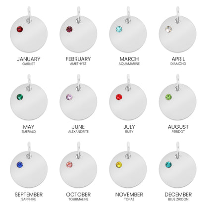 Stainless Steel 1/2" CZ Birthstone Blank Circle Pendant