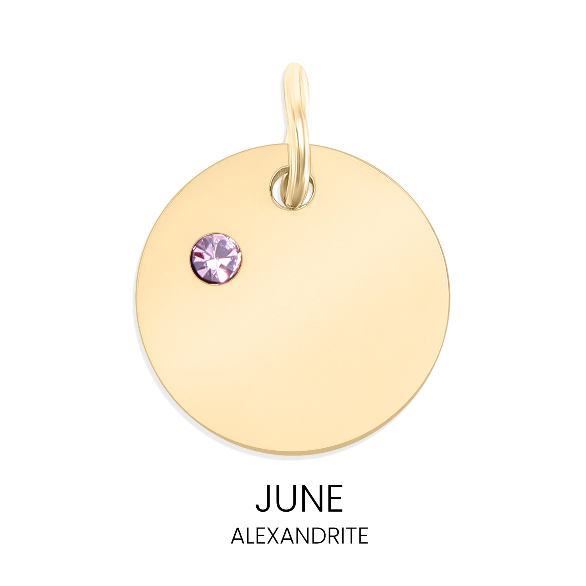 18K Gold PVD Stainless Steel CZ Birthstone Blank Circle Charm