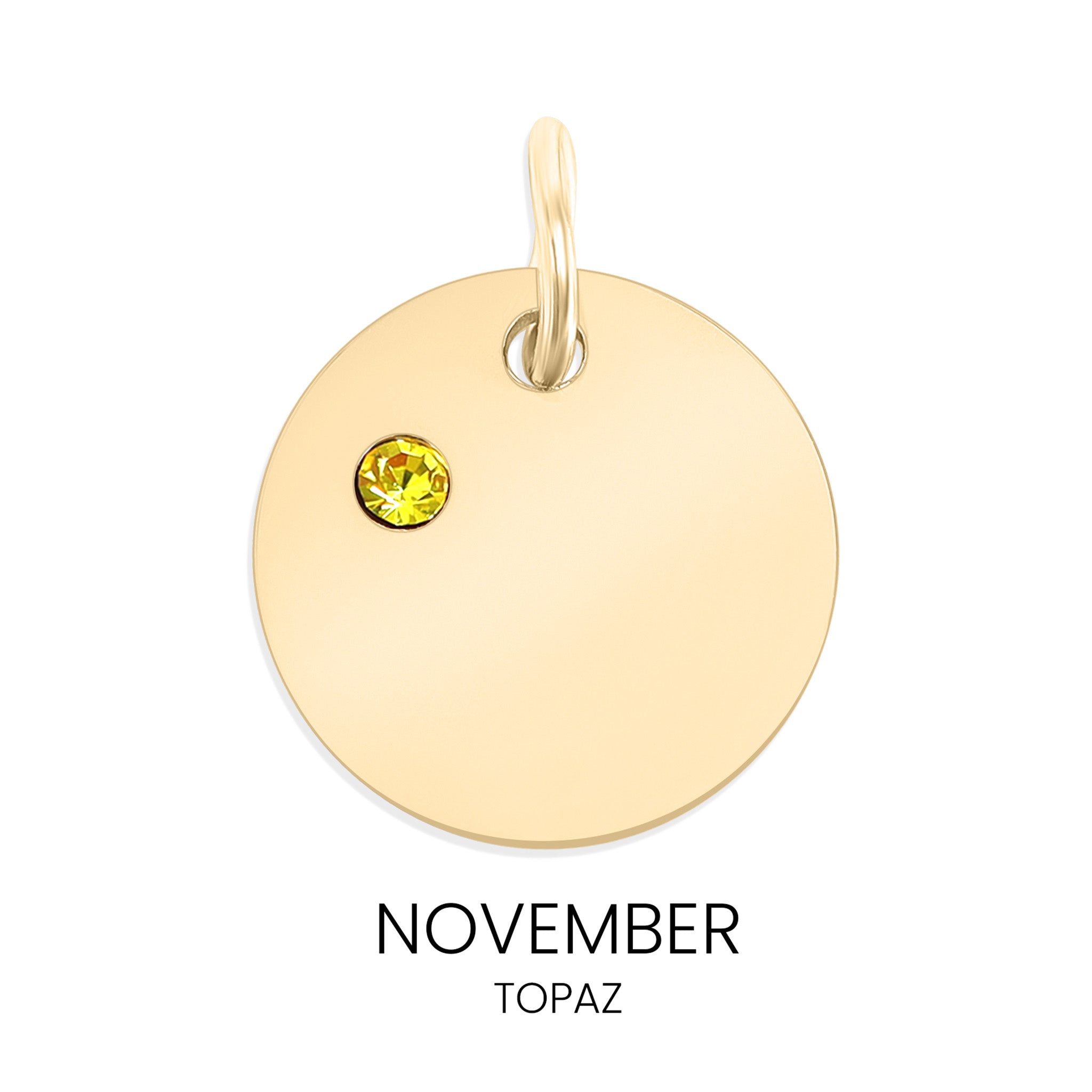 18K Gold PVD Stainless Steel CZ Birthstone Blank Circle Charm