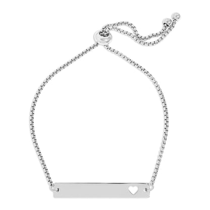 18K Gold PVD Stainless Steel Flat Adjustable Heart Cutout Blank Bar Bracelet