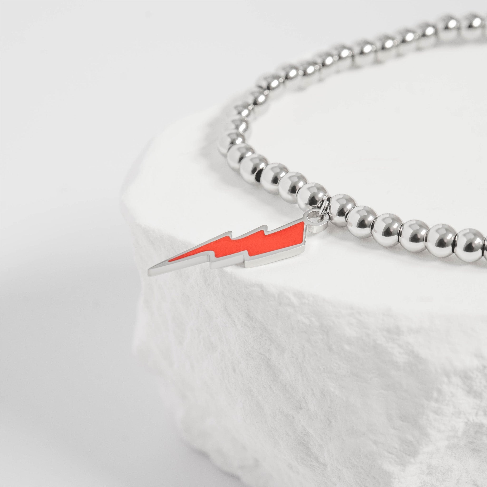 18K Gold PVD Stainless Steel Epoxy Lightning Bolt Charm