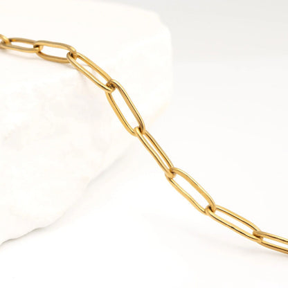 18K Gold PVD Stainless Steel Paperclip Anklet
