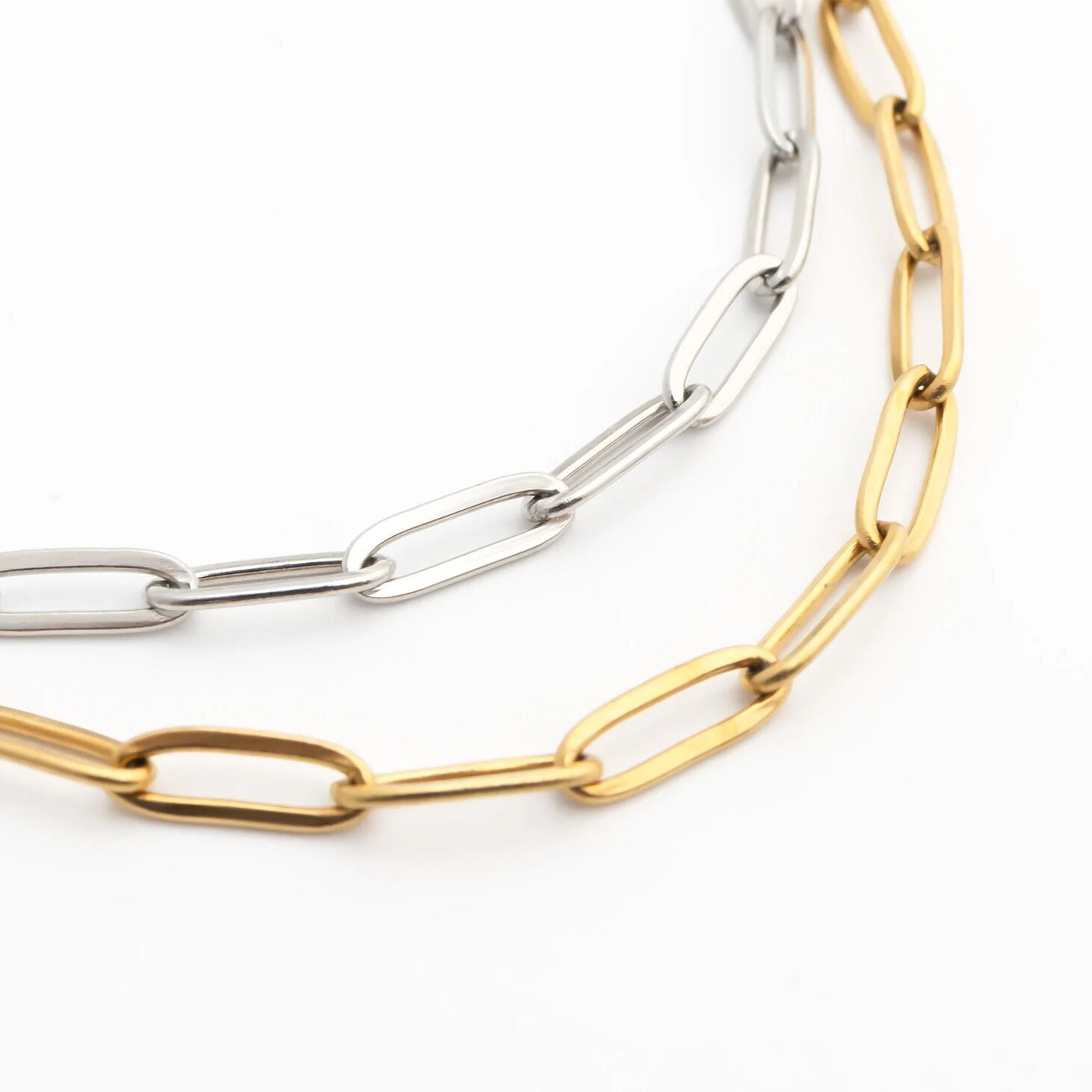 18K Gold PVD Stainless Steel Paperclip Anklet