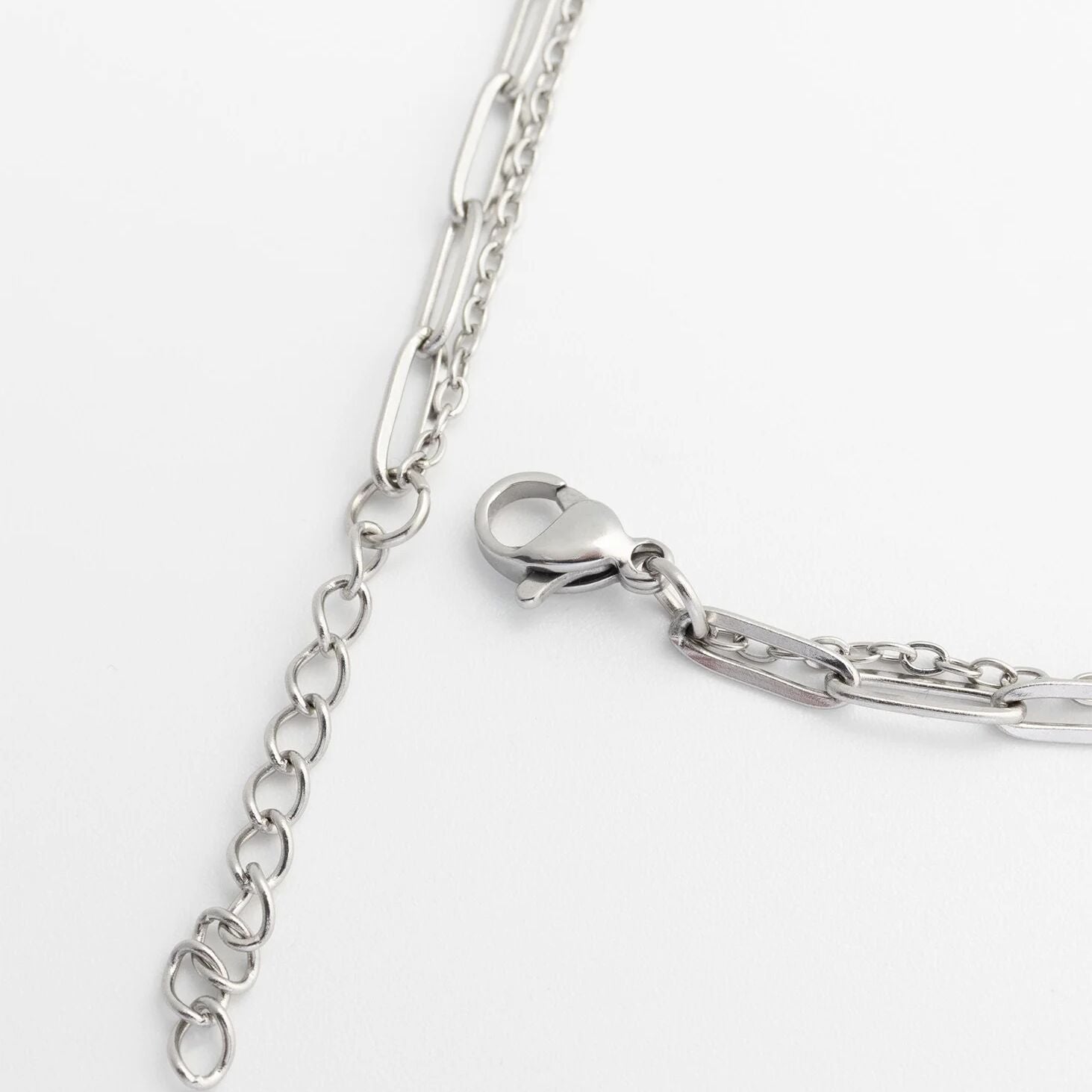 18K Gold PVD Stainless Steel Layered Loop and Paperclip Chain Anklet