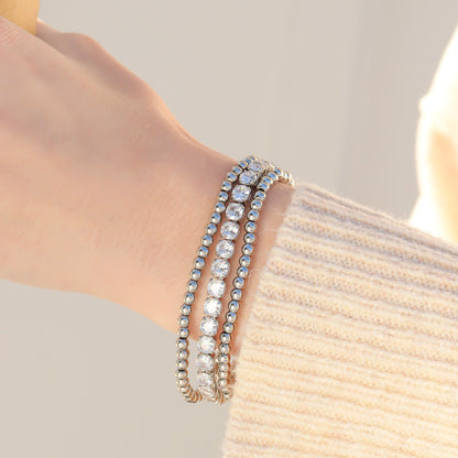 White Gold Over Brass Clear CZ Fashion Bracelet