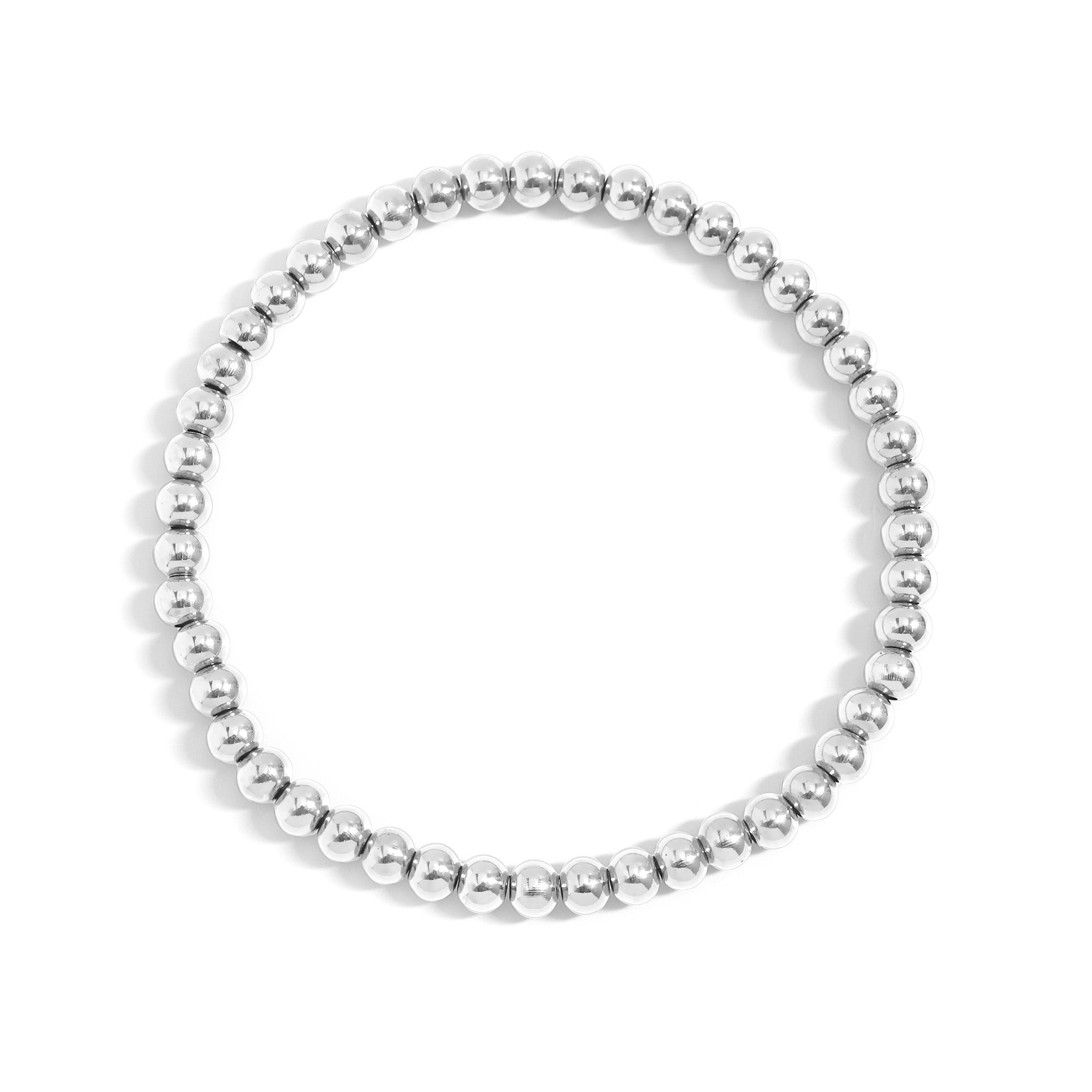 Stainless Steel Metal Bead Stretch Bracelet