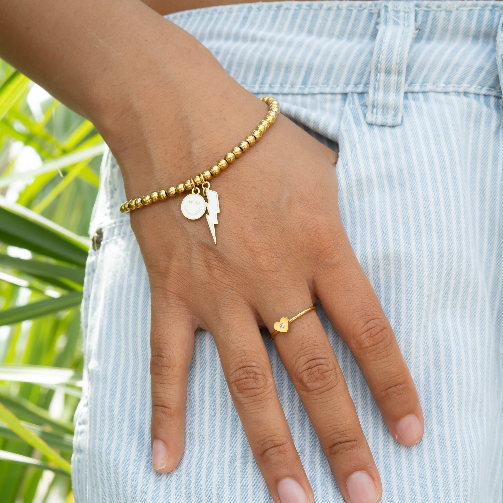 18K Gold PVD Epoxy Smiley Face Charm