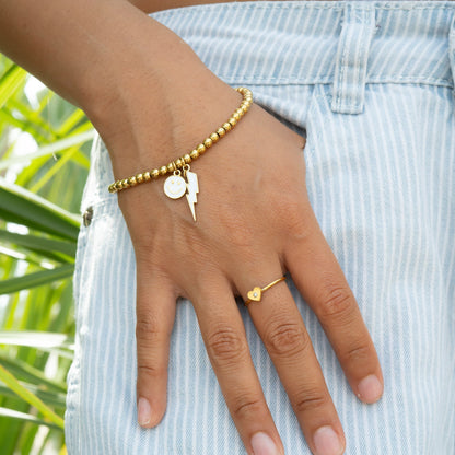 18K Gold PVD Epoxy Smiley Face Charm