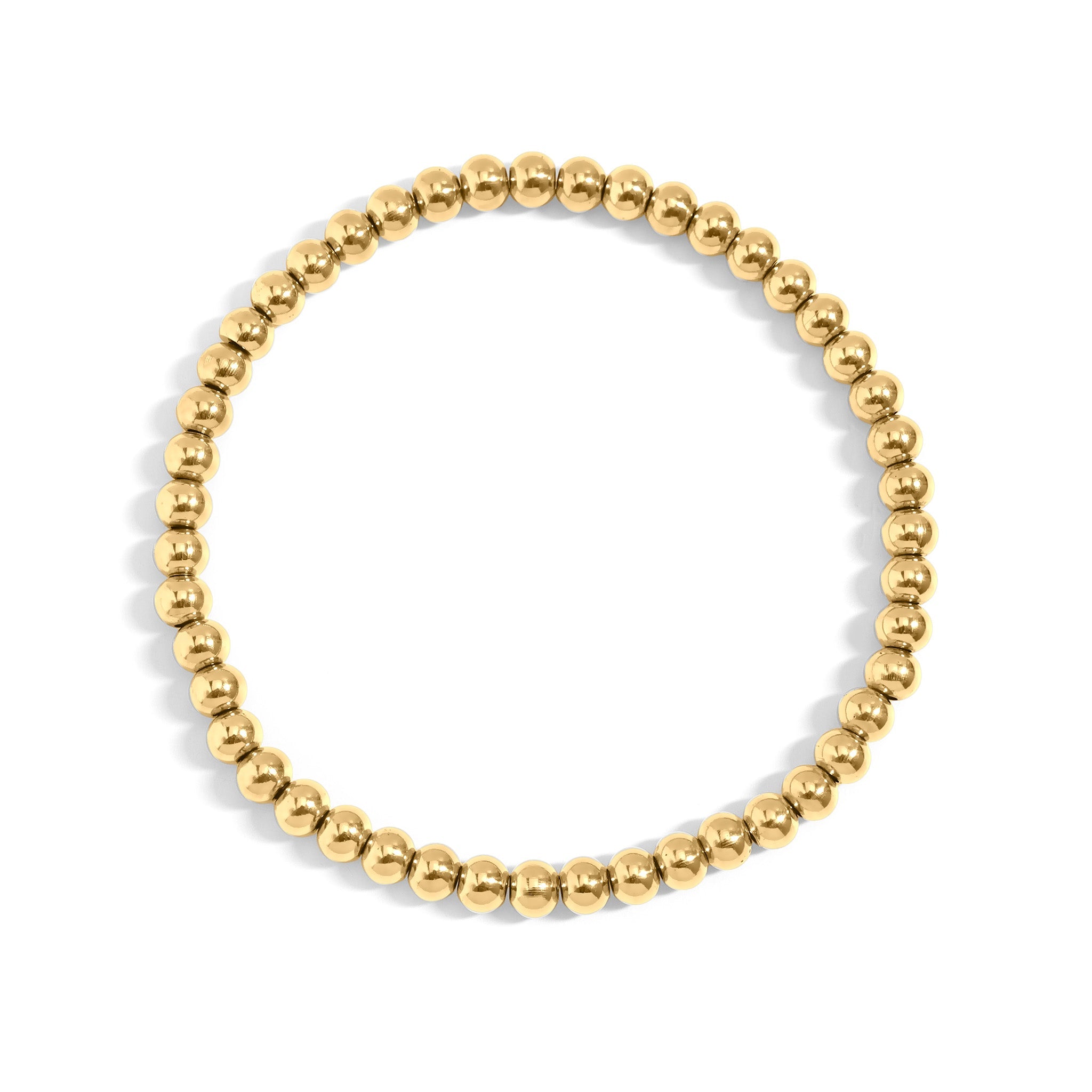 18K Gold PVD Stainless Steel Beaded Stretch Bracelet