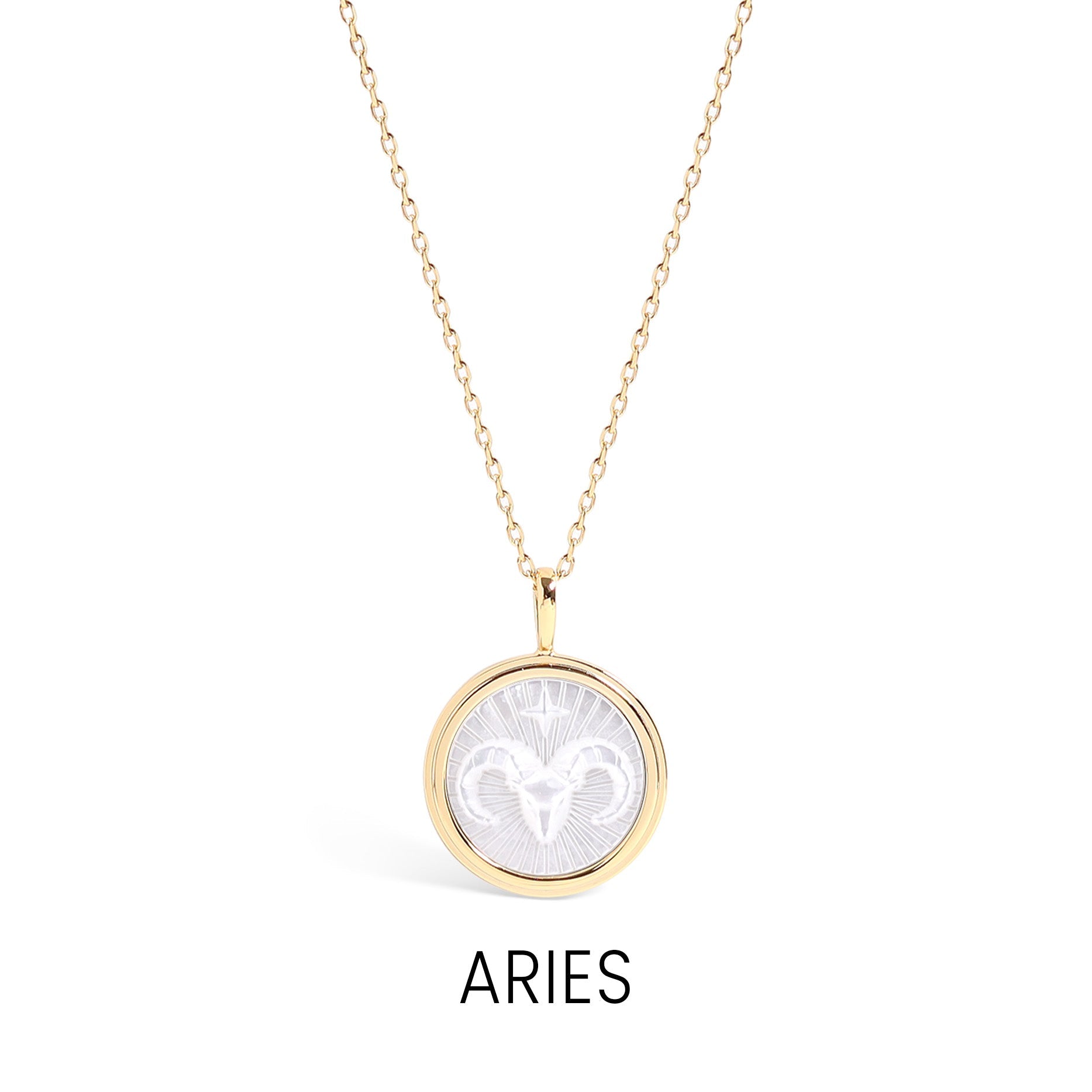 14K Gold Plated Sterling Silver Mother of Pearl Zodiac Pendant Necklace