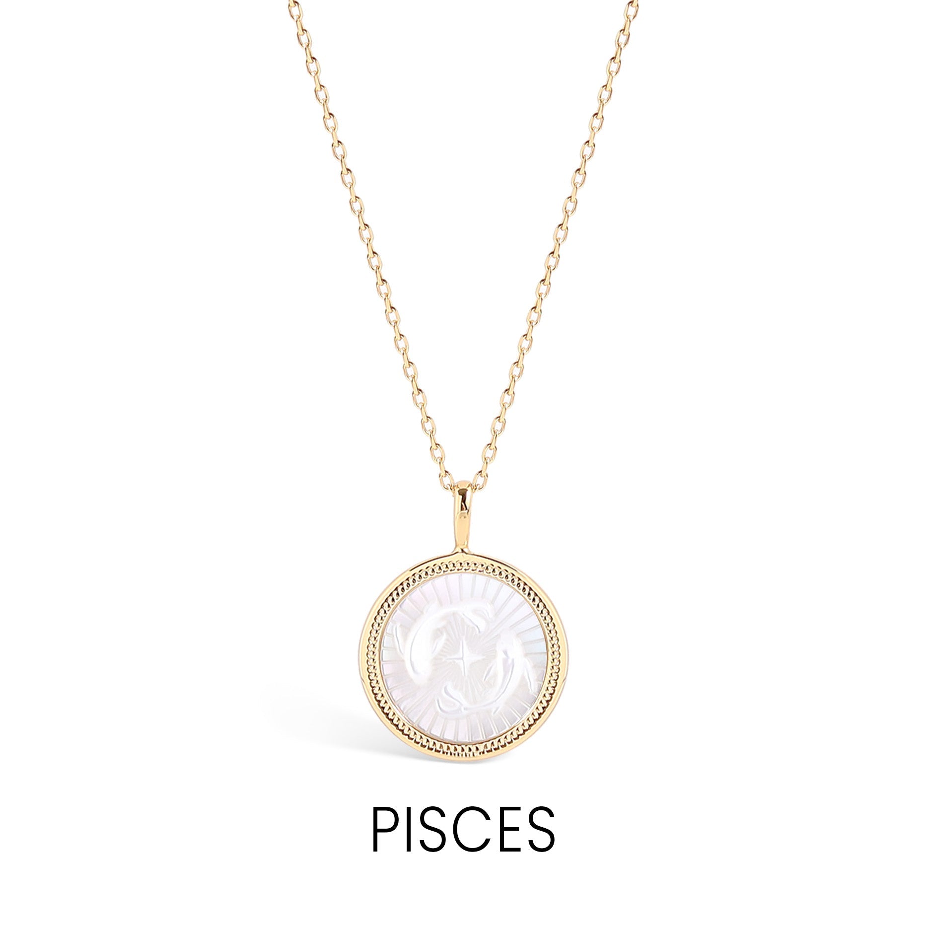 14K Gold Plated Sterling Silver Mother of Pearl Zodiac Pendant Necklace